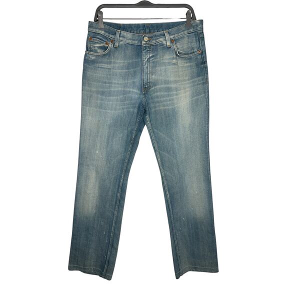 GUCCI Denim Jeans Men Italian Size 48/US 36 Vintage Light Blue Wash Straight EUC